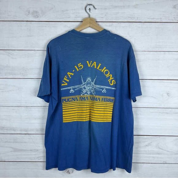 Vintage 1980s Fighter Jet Distressed and Faded T-Shirt XL - Picture 1 of 9